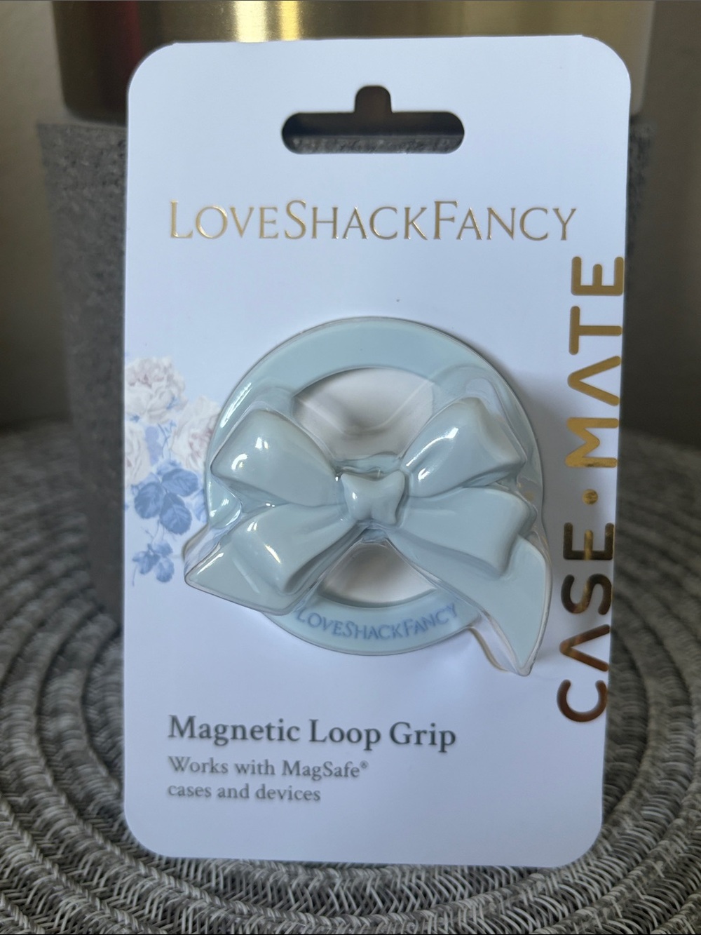 Love Shack Fancy X Casemate Magnetic Silicone Bow Phone Grip Whisper Blue